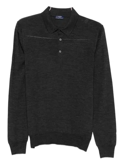 Barba Napoli Long-sleeve Polo Shirt In Black