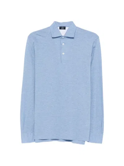 Barba Napoli Long-sleeve Polo Shirt In Blue