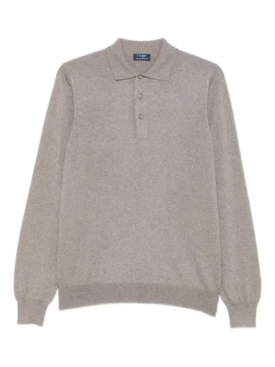 Barba Napoli Long-sleeve Polo Shirt In Neutral