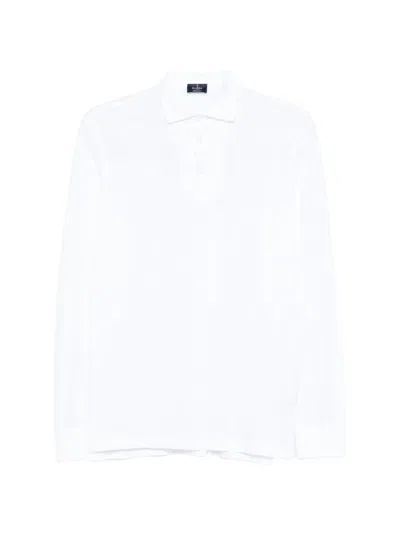Barba Napoli Long-sleeve Polo Shirt In White
