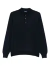 Barba Napoli Long-sleeve Virgin-wool Polo Shirt In Blue