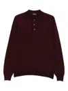 Barba Napoli Long-sleeve Virgin-wool Polo Shirt In Burgundy