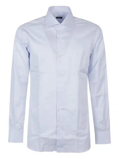Barba Napoli Long-sleeved Cotton Shirt In Blue