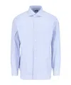 Barba Napoli Striped Pattern Shirt Collar Button-down In Blue