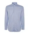 Barba Napoli Collared Shirt With Buttons And Curved Hem In Gray