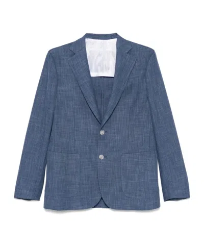 Barba Napoli Long-sleeved Suit Jacket In Blue
