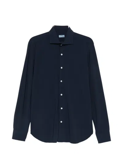 Barba Napoli Long-sleeve Button-down Shirt In Blue