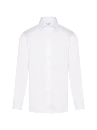 Barba Napoli Casual Shirt Button Down Collar Long Sleeves In White