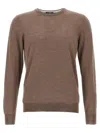 Barba Napoli Luxurious Wool-silk Blend Crew-neck Sweater In Brown