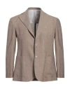 Barba Napoli Man Blazer Camel Size 44 Virgin Wool, Silk, Linen In Beige