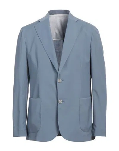 Barba Napoli Man Blazer Light Blue Size 42 Polyester, Wool, Elastane