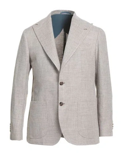 Barba Napoli Man Blazer Light Grey Size 40 Linen, Virgin Wool In Gray