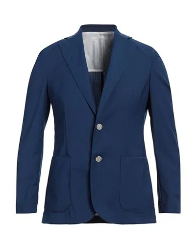 Barba Napoli Man Blazer Navy Size 38 Polyester, Wool, Elastane In Navy