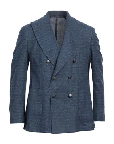 Barba Napoli Man Blazer Slate Blue Size 40 Cotton