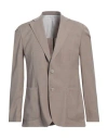 Barba Napoli Man Blazer Camel Size 44 Virgin Wool, Silk, Linen In Grey