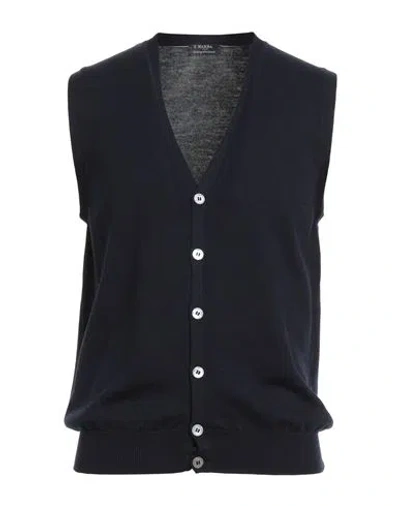 Barba Napoli Man Cardigan Navy Size 38 Virgin Wool In Black