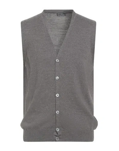 Barba Napoli Man Cardigan Taupe Size 40 Virgin Wool In Gray