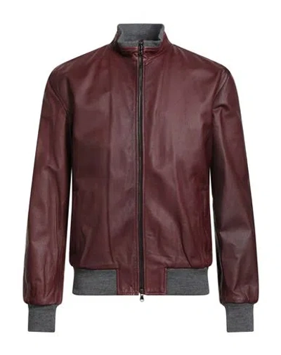 Barba Napoli Man Jacket Garnet Size 46 Leather In Burgundy