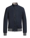 Barba Napoli Man Jacket Navy Size 50 Leather In Blue