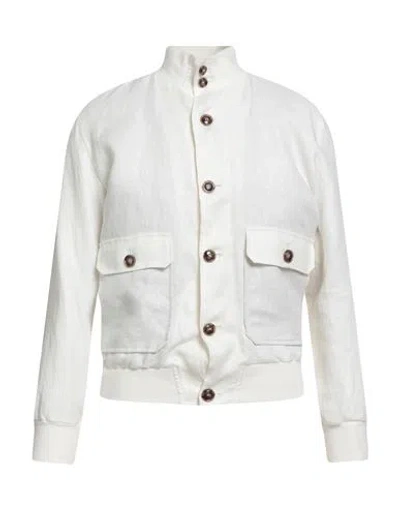 Barba Napoli Man Jacket White Size 46 Linen