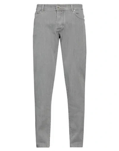 Barba Napoli Man Jeans Grey Size 35 Cotton, Elastane In Gray