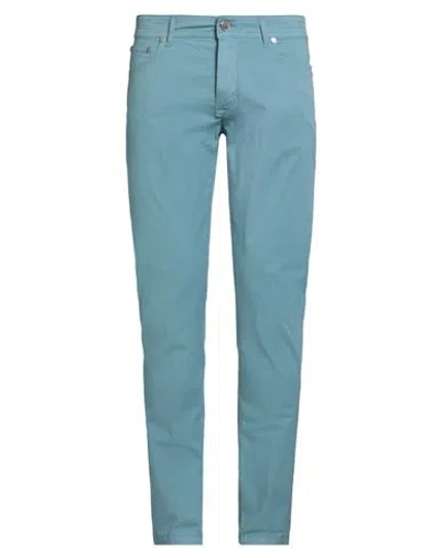 Barba Napoli Man Pants Azure Size 35 Cotton, Elastane