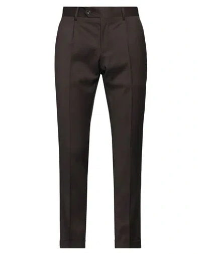 Barba Napoli Man Pants Dark Brown Size 38 Virgin Wool, Silk