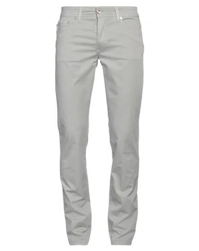 Barba Napoli Man Pants Light Grey Size 34 Cotton, Elastane