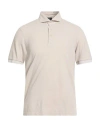 Barba Napoli Man Polo Shirt Beige Size 42 Cotton In Neutral
