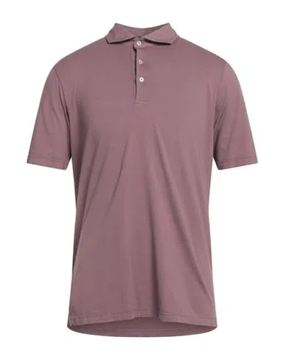 Barba Napoli Man Polo Shirt Mauve Size 42 Cotton, Elastane In Purple
