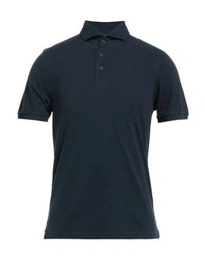 Barba Napoli Man Polo Shirt Midnight Blue Size 38 Cotton