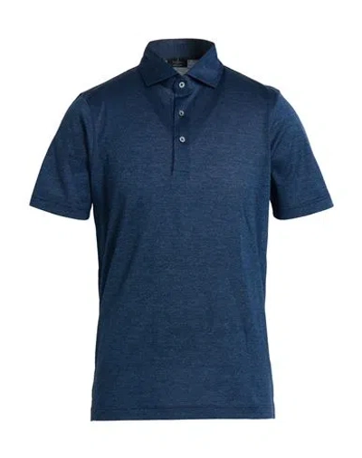 Barba Napoli Man Polo Shirt Navy Size 38 Cotton In Blue