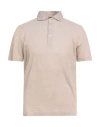 Barba Napoli Man Polo Shirt Sand Size 52 Cotton In Gray