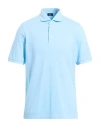 Barba Napoli Man Polo Shirt Sky Blue Size 40 Cotton In Blue