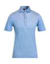 Barba Napoli Man Polo Shirt Sky Blue Size 52 Cotton In Blue