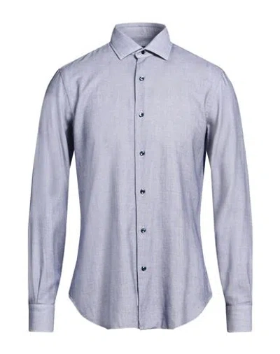 Barba Napoli Man Shirt Azure Size 17 ½ Cotton In Blue