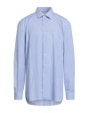 Barba Napoli Man Shirt Azure Size 18 ½ Cotton In Blue