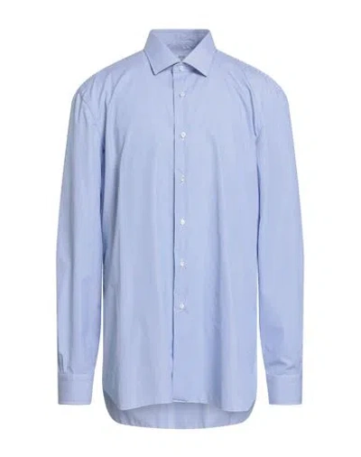 Barba Napoli Man Shirt Azure Size 18 ½ Cotton In Blue