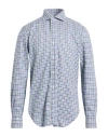 Barba Napoli Man Shirt Blue Size 17 Cotton In Blue
