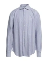 Barba Napoli Man Shirt Blue Size 18 Linen In Blue