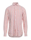 Barba Napoli Man Shirt Tomato Red Size 17 Linen