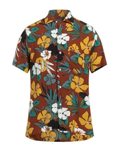 Barba Napoli Man Shirt Brown Size 16 Viscose