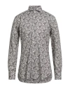 Barba Napoli Man Shirt Brown Size 16 Cotton In Gray