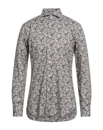 Barba Napoli Man Shirt Brown Size 16 Cotton In Gray