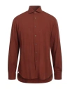 Barba Napoli Man Shirt Brown Size 17 Cotton