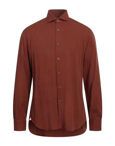 Barba Napoli Man Shirt Brown Size 17 Cotton