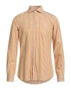 Barba Napoli Man Shirt Camel Size 17 Cotton In Brown