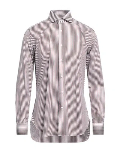 Barba Napoli Man Shirt Cocoa Size 15 Cotton In Brown