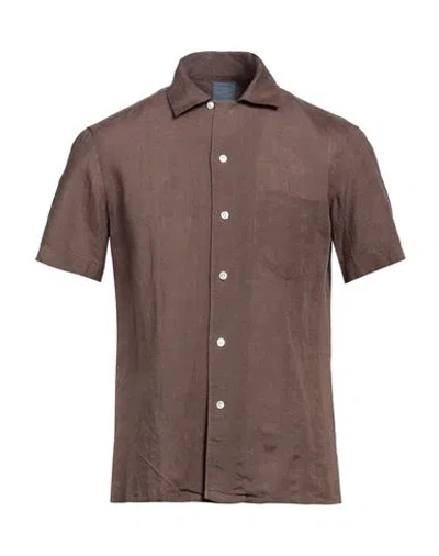 Barba Napoli Man Shirt Cocoa Size 15 ¾ Linen In Brown