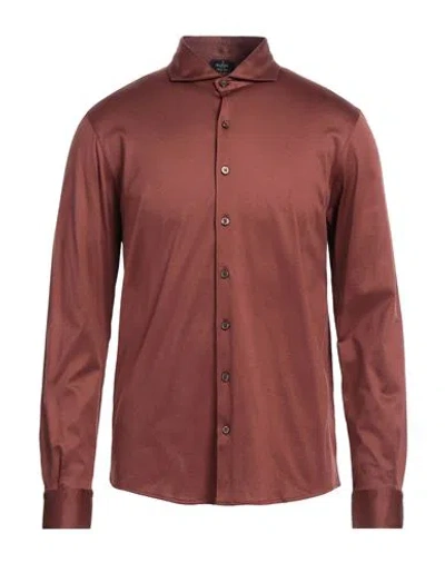 Barba Napoli Man Shirt Cocoa Size 42 Cotton In Brown